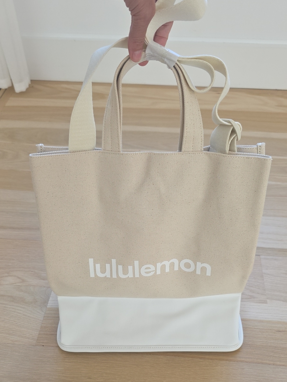 lululemon athletica Cream Canvas & White Bottom Tote
